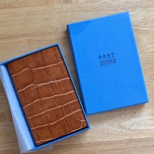 Smythson Tan Croc Embossed Leather Safari Notebook NWT